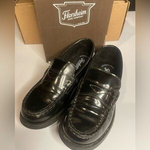 Florsheim Boy’s Croquet Jr Mock Toe Black Penny Loafers size 2